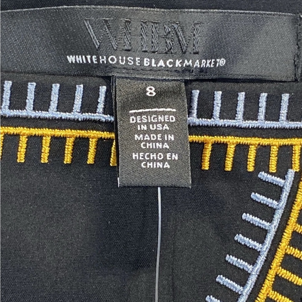 White House Black Market Black Peplum Top with Embroidery - Picture 7 of 10